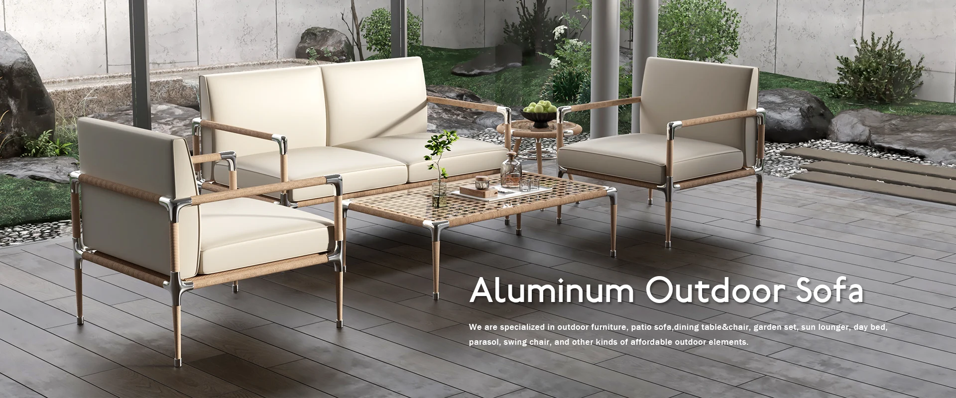 Sofá al aire libre de aluminio fabricante