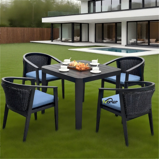 Se acerca la nueva mesa y silla de comedor de aleación de aluminio al aire libre
