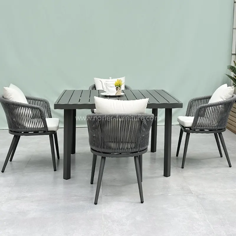 ¿Por qué el moderno juego de comedor de cuerda de aluminio para exteriores es la mejor opción para una vida en el patio elegante y duradera?