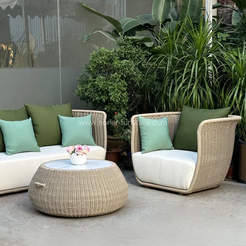 Muebles de patio al aire libre Juego de jardín Sofá de cuerda: donde el diseño moderno se une a la durabilidad en cualquier clima Muebles de patio al aire libre Juego de jardín Sofá de cuerda: donde el diseño moderno se une a la durabilidad en cualquier clima