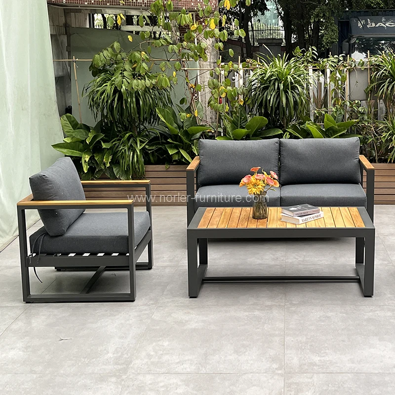 Sofá de alenjado de madera de aluminio al aire libre de alta calidad
