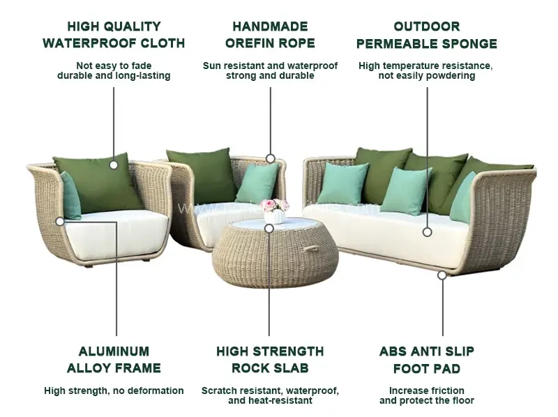 Outdoor Patio Furniture Garden Set Rope Sofa
