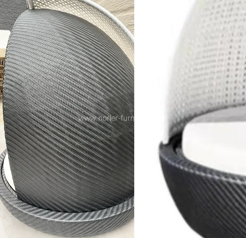 Outdoor Furniture PE Rattan Round Sunshade Sun Bed