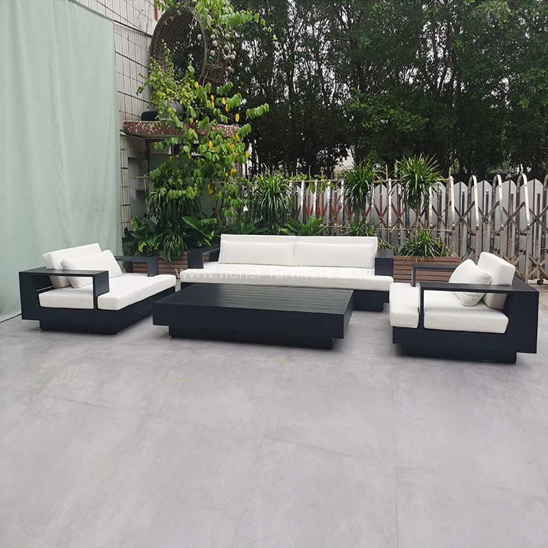 Marco de aluminio negro minimalista moderno sofá al aire libre