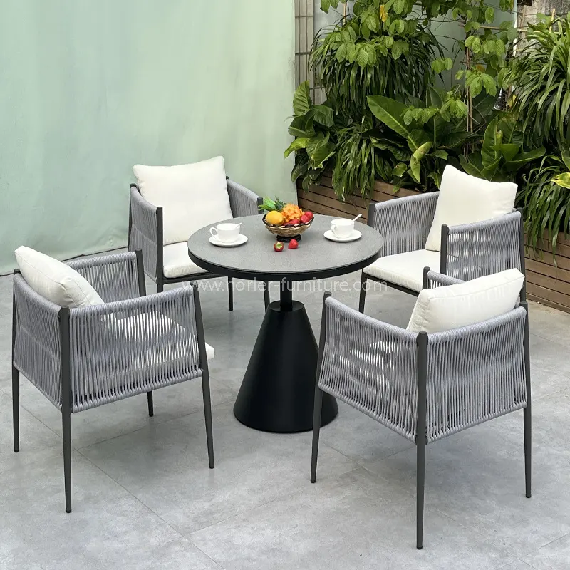 Conjunto de balcón de marco inoxidable de aluminio al aire libre moderno