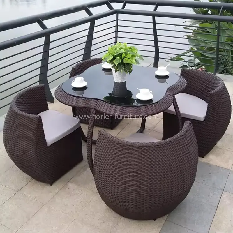 Balcón al aire libre Rattan Redoning Dining Set Muebles