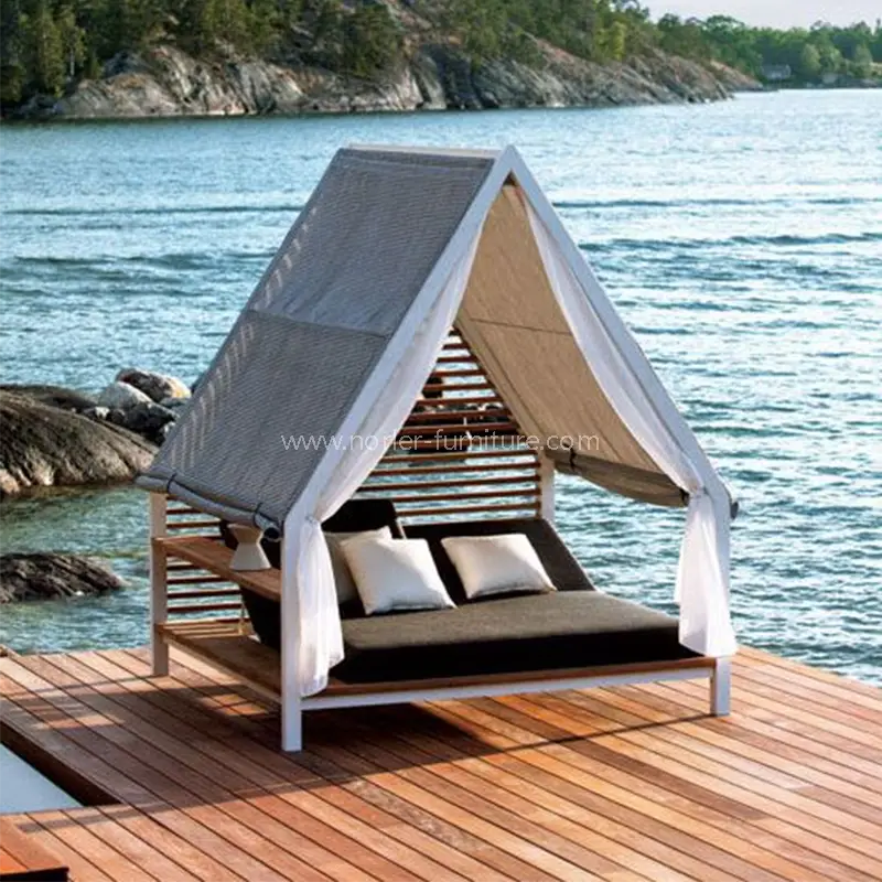 Sunshade de ocio al aire libre estructura de marco de aluminio solar cama solar