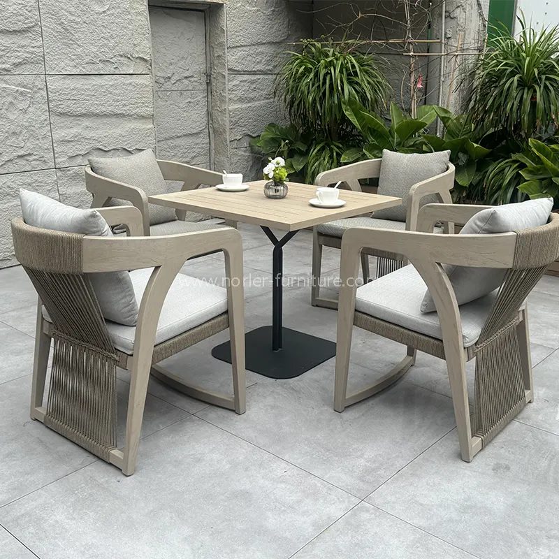 Juego de balcón de mesa de café cuadrados al aire libre