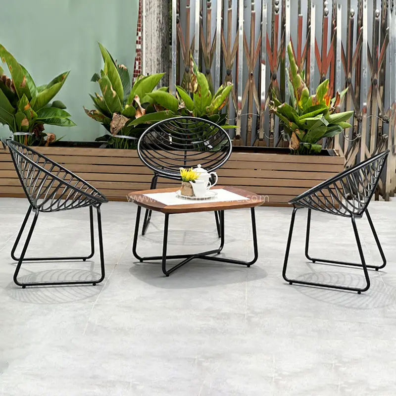 Set de balcón de café de marco de aluminio resistente a la intemperie al aire libre